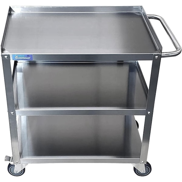 Amgood Utility Cart, Stainless Steel, 3 Shelves, 24" L, 15" W, 33" H AMG-CART-1524-KD-418